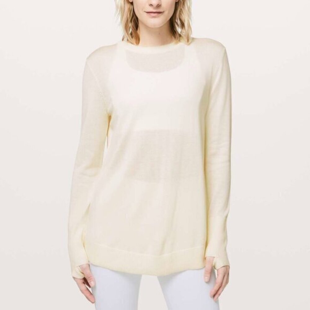 Lululemon Still At Ease Pullover Cashmere Blend in Ivory Angel Wing Size 12/14
